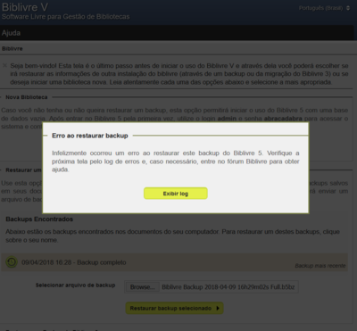 Imagem 04-Tela com erro na restauração backup. Ver log.PNG